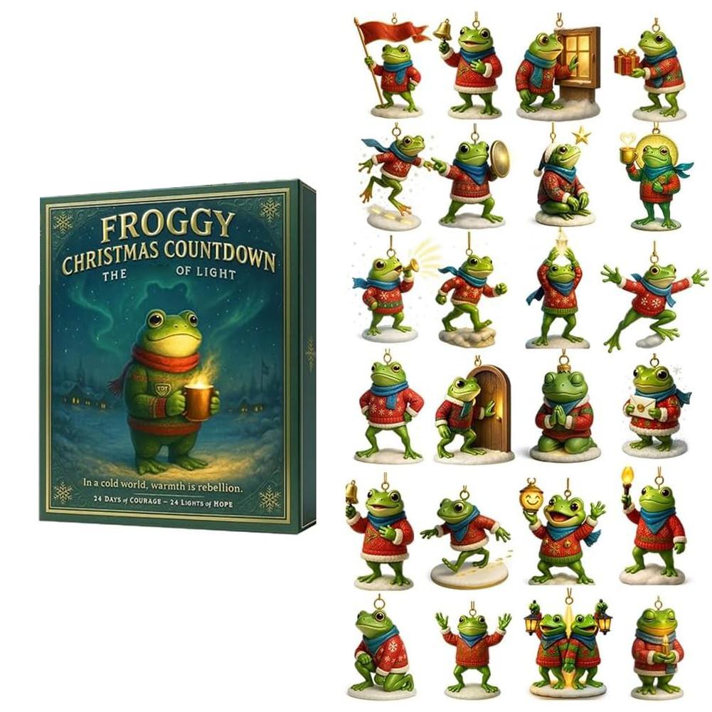 

Frog Advent Calendar 2025 with 24 Highland Frog Ornaments 24 Days Christmas Countdown Calendar Christmas Advent Calendar One size