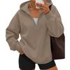 Women's casual fashionable long-sleeved hooded pullover with half-zip on the chest