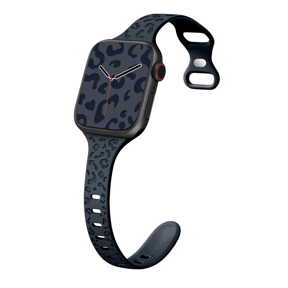 Wąski pasek do paska Apple Watch 40mm 41mm 42mm 38mm 49 44mm 45mm grawerowana silikonowa bransoletka Correa seria 8 7 6 9 5 4 3 SE Ultra