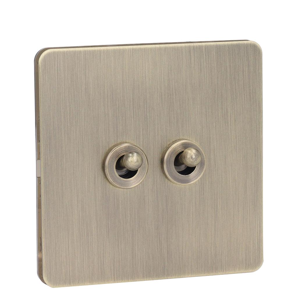 2 Way Toggle Switch Antique Bronze Texture Stainless Steel Panel Toggle Switch AC250V