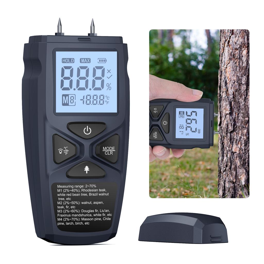 Wood Moisture Meter Digital Firewood Moisture Meter Precise Lumber Humidity Detector Tool Portable Drywall Moisture Detector