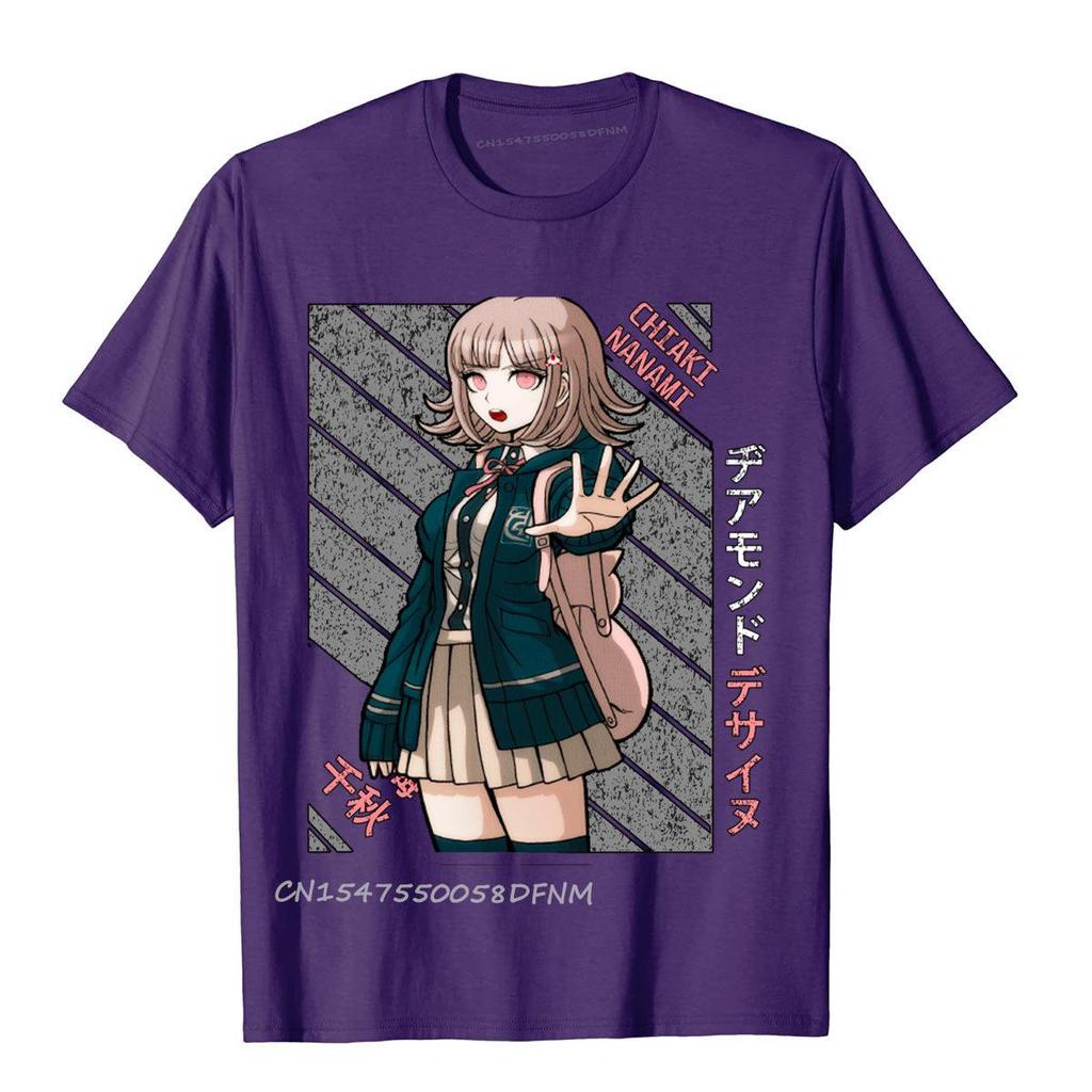Chiaki Nanami Super Danganronpa Gruppe Premium Baumwolle Herren T-Shirts Bedruckt auf vorherrschendem T-Shirt Camisas Hombre