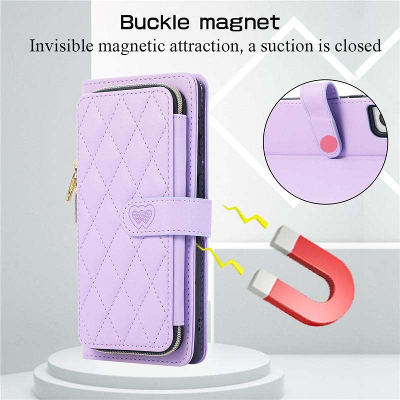 Custodia per telefono a portafoglio in pelle con cerniera con cordino per iPhone 15 Ultra 14 Plus 13 per Samsung Galaxy A54 A14 A53 A13 Nota 20 S23 S22 S21 Cover con corda da polso