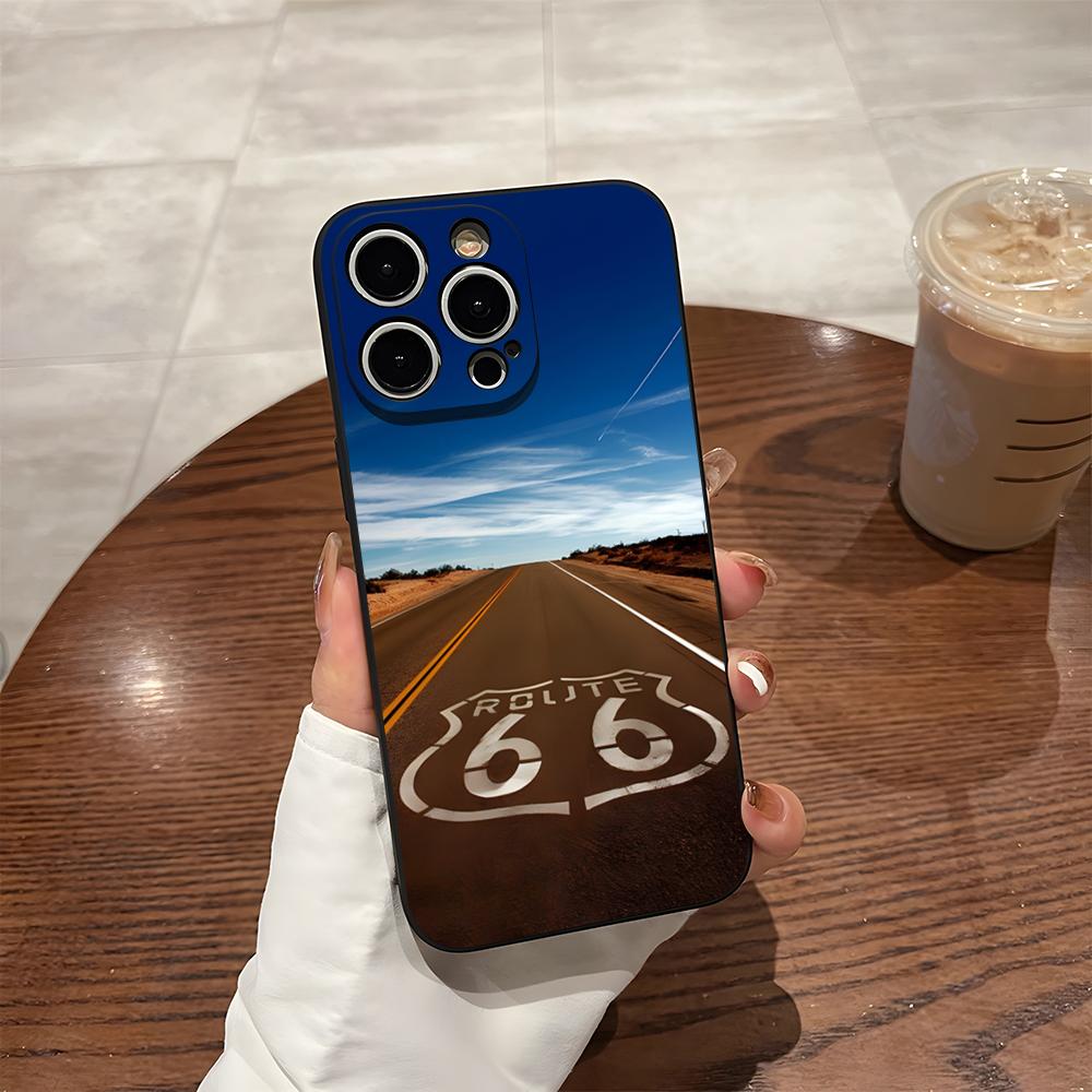 

America Route 66 Phone Case For 15 Pro Max Iphone 14 16 Pro Max 12 15 Plus 13 Pro 11 Xr X Xs Silicone Back Cover iPhone14 Pro