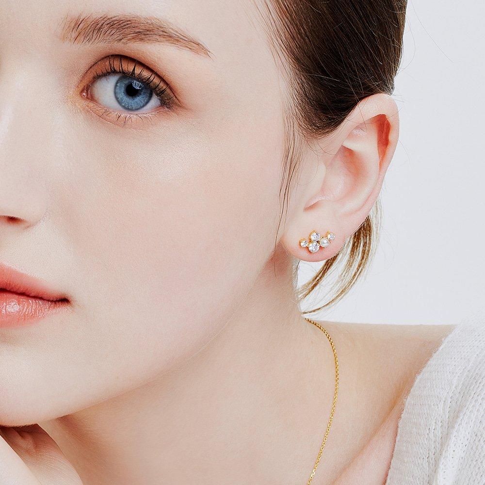 [Worn by StayC Se-eun, Yoo Ji-ae, and Wooyeon] 14kgf Blossom Pearl Cubic Earrings Silver 925 Cser0001