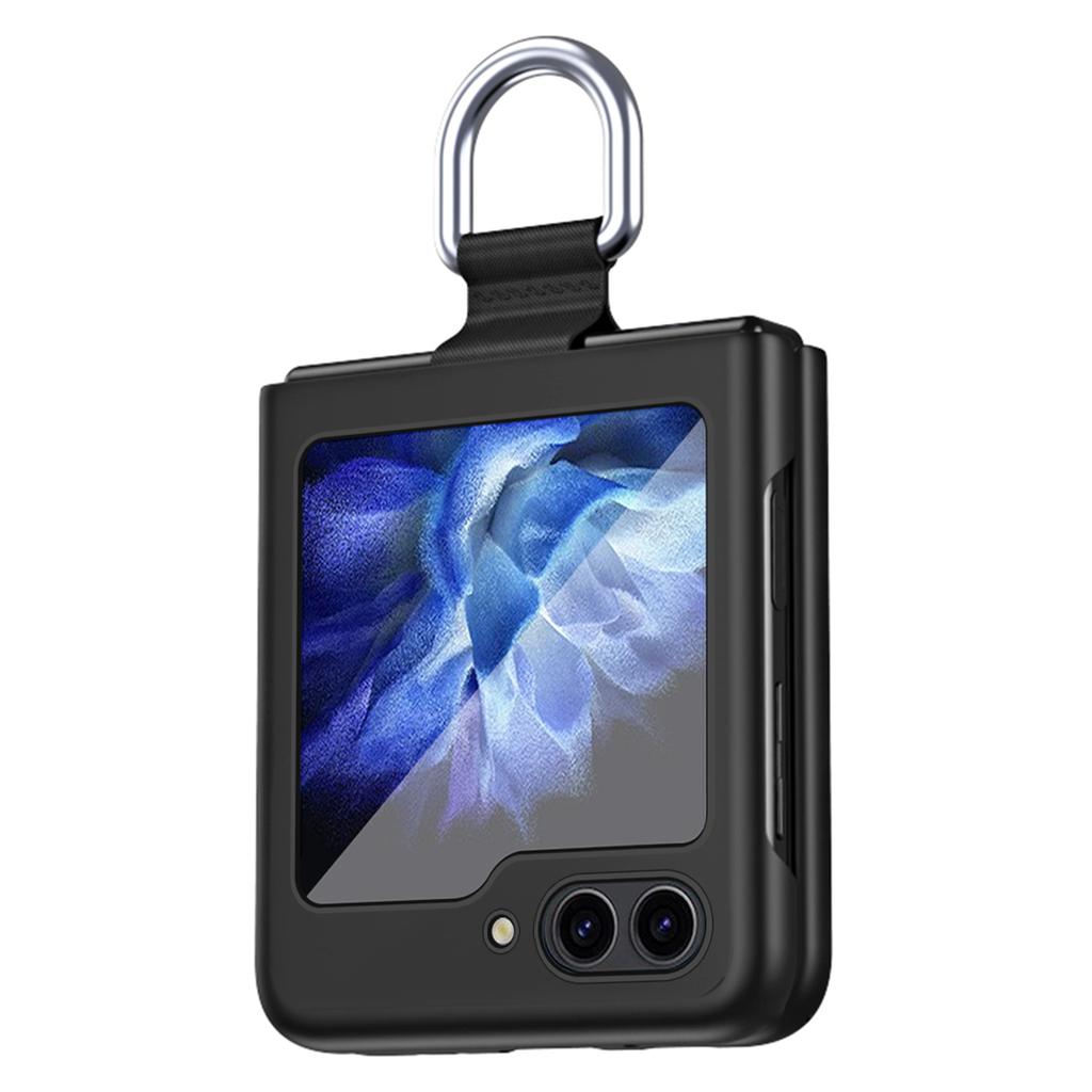For Samsung Galaxy Z Flip6 5G/Z Flip5 5G Folded Phone Case Skin-Touch Hard PC Phone Cover with Ring Holder