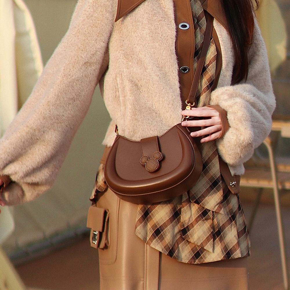 New Disney Mickey Series PU Shoulder Bag, Crossbody Bag, Shoulder Bag Trumpets Women's Brown BMK-71090