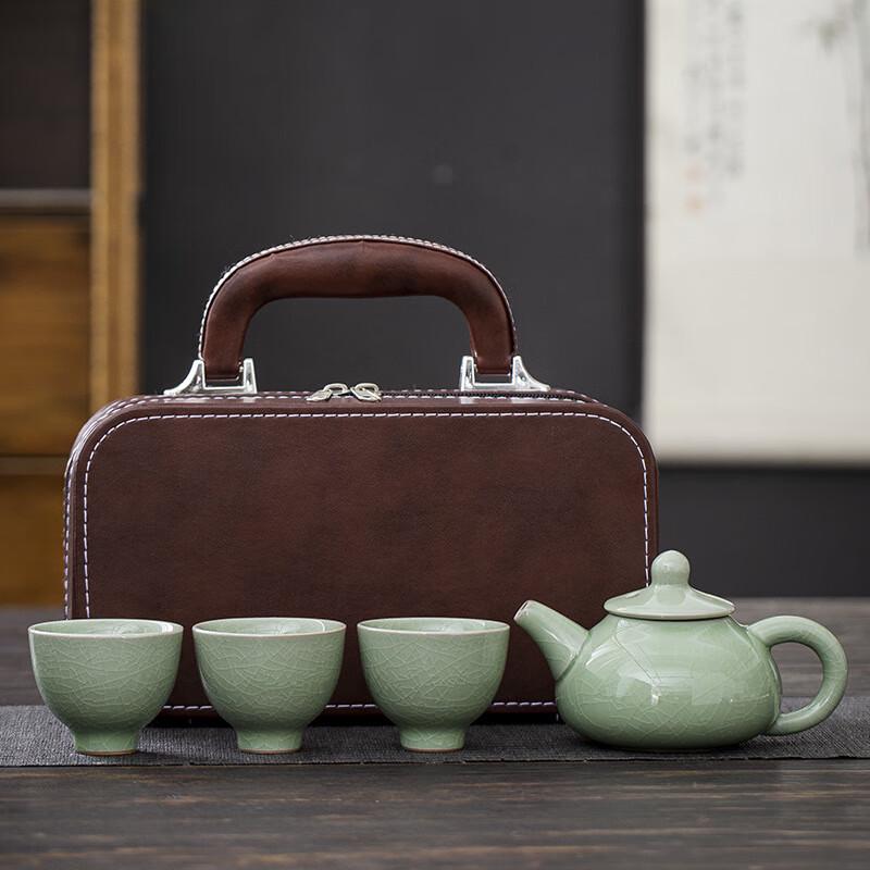 Jianglai Ru Kiln Portable Kung Fu Travel Tea Set