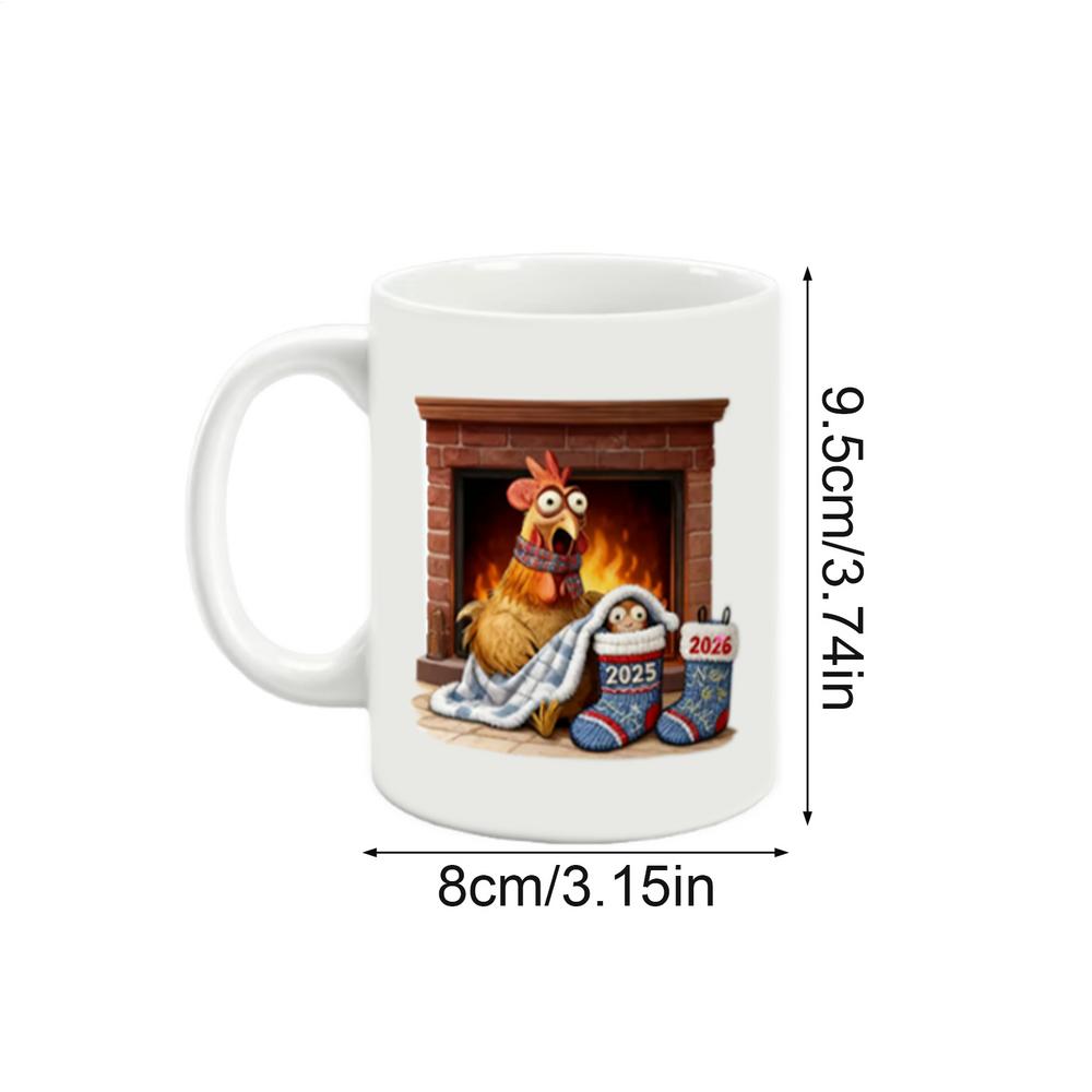 

Chicken Coffee Mug Chick Pattern Cartoon Cup Ceramic Christmas Coffee Cup For Men Youth Child Friend Mom Lady Kitchen Holiday 9.5 x 8 x 8 cm