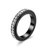 Light luxury temperament rotatable single row full diamond titanium steel ring women's 18k non-fading zircon gypsy couple ring