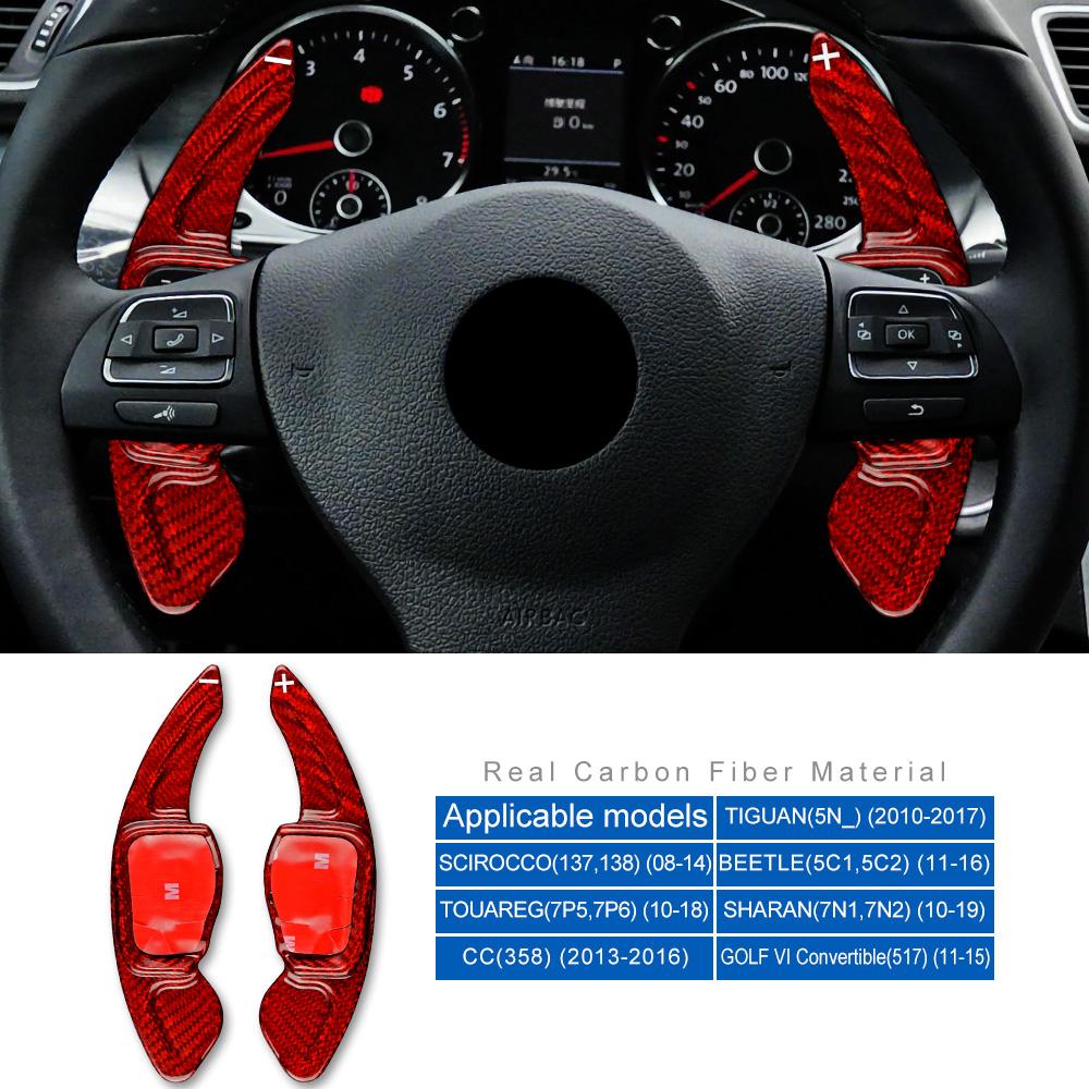 Carbon Fiber for Volkswagen VW Beetle Sharan CC Scirocco Tiguan Touareg Golf 6 Accessories Car Steering Wheel Extension Paddle