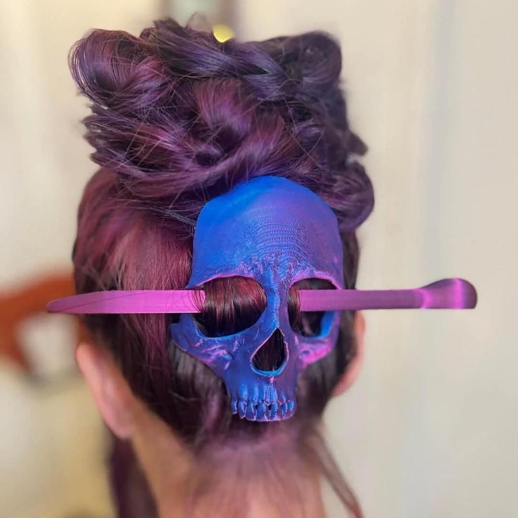 3D Printed Skull-Hairpin Bones Multiple Colors Gift Art Hairpin