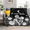 1PC Custom Name Eternal Love Skeletons Flannel blankets Patterns Throw Blanket All-Season Soft Gift for Couch, Bed, Camping gifts