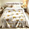Floral Garden Theme Soft Blanket Personalized Custom Name Text Print Warm Blanket Home Sofa Bedroom Decor