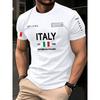 T-shirt estiva da uomo europea e americana con stampa di lettere di Milano, morbida e traspirante, girocollo, top casual da esterno urbano