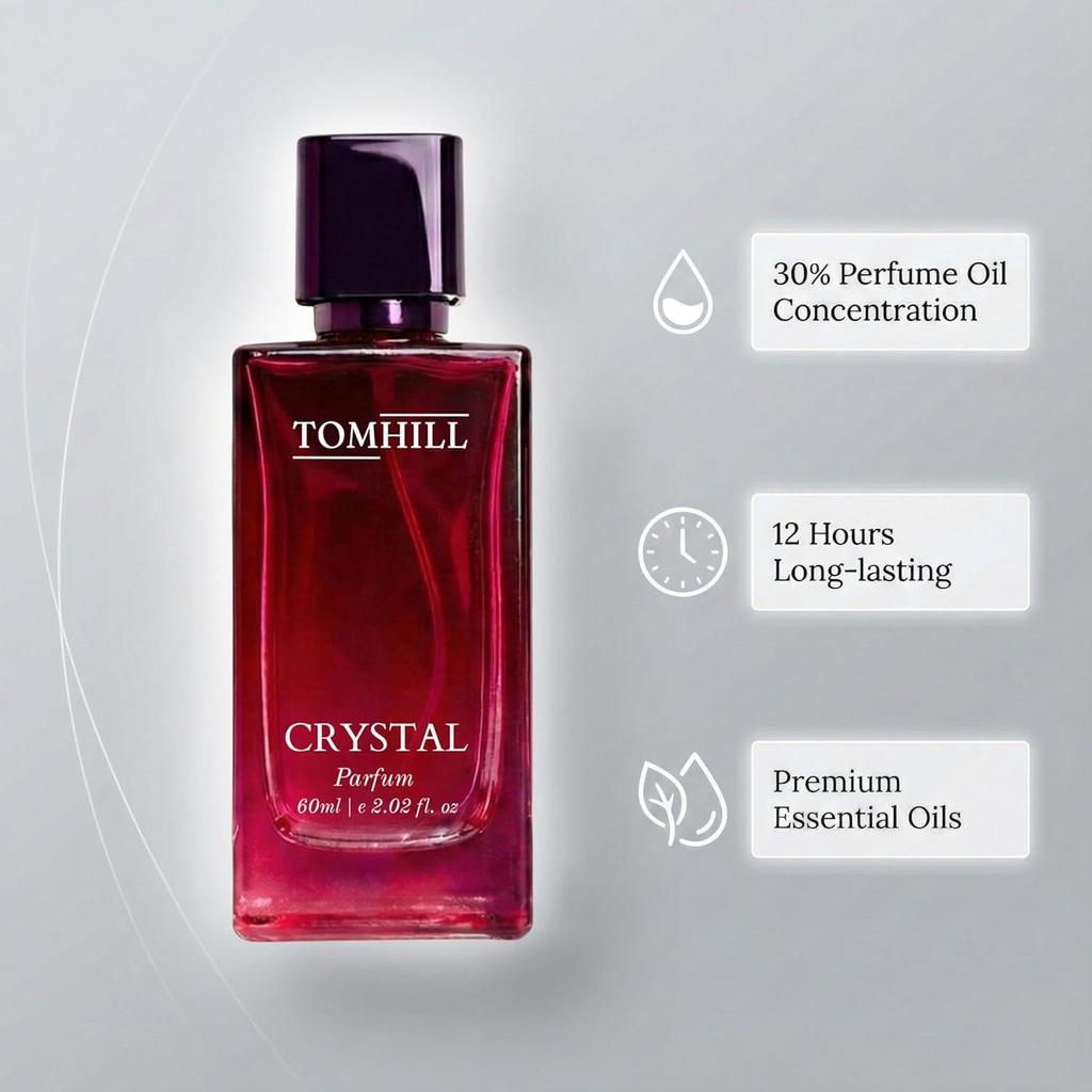 TOMHILL Crystal Fresh Perfume 60ml for Women – Long Lasting Eau de Parfum | Floral Fresh Fragrance | Elegant Velvet Pouch Included