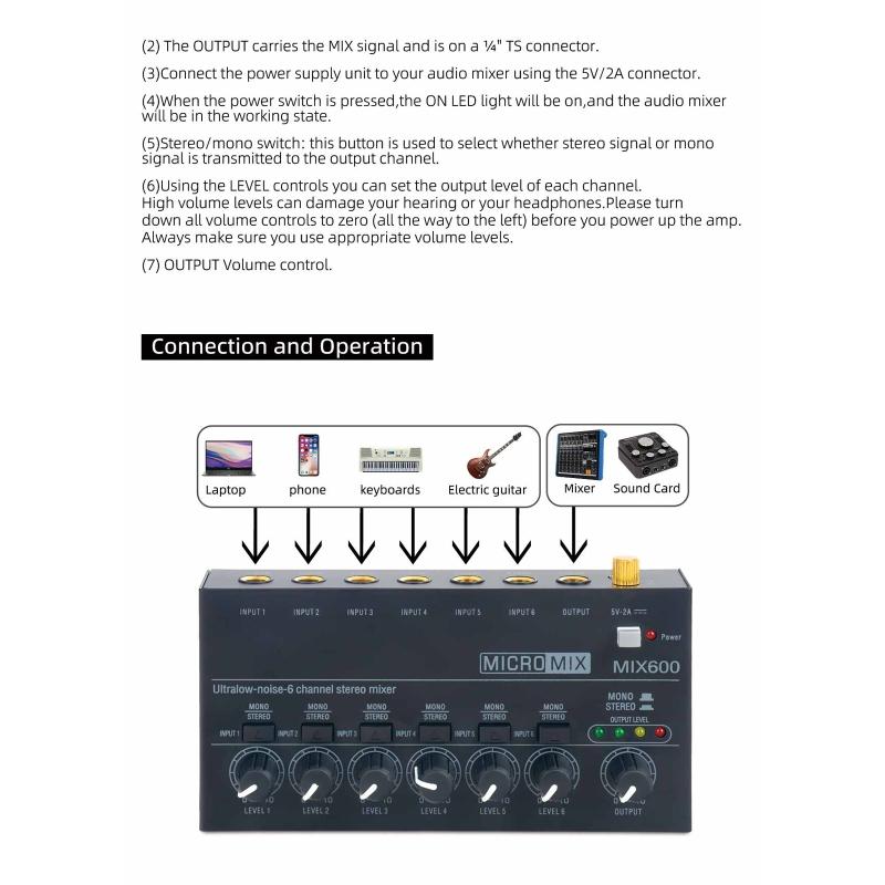 Ultra Compact Audio Mixer KTV Karaok 4 Channel Professional Sound Mixer Ultra Low Noise 4Channel Audio Line Mixer