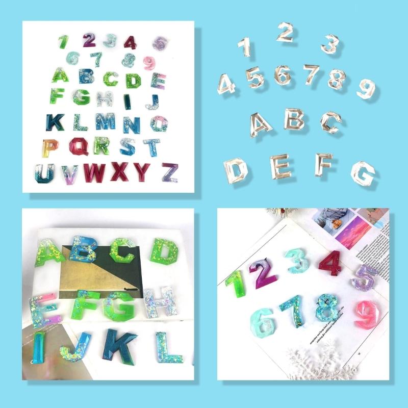 Semi-Stereoscopic Resin Keychain Molds DIY Alphabet Number Casting Mold Jewelry Craft Making Tools for Making Ornaments