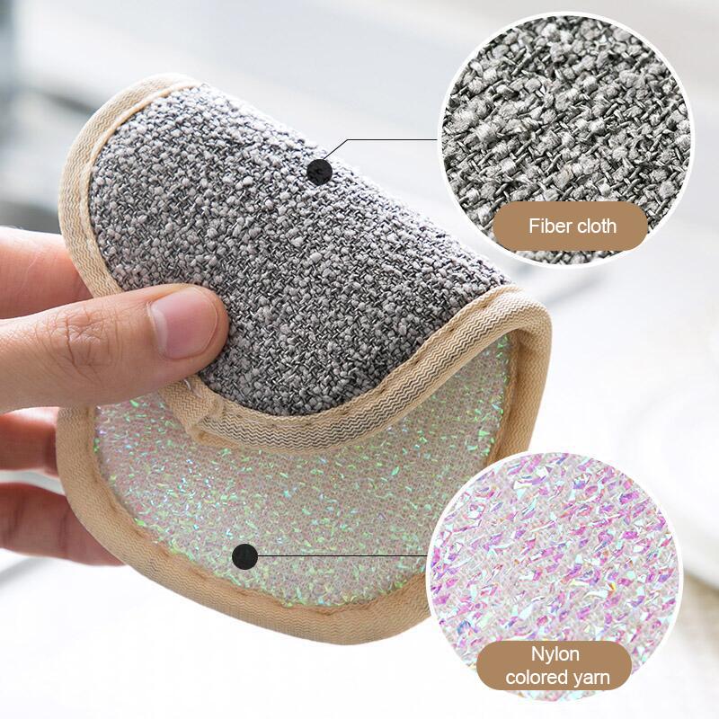 

Super Absorbent Microfiber Scrub Sponge Double Sided Magic Cleaning Sponge For Dishwashing Kitchen Bathroom Scouring Wipe 1pc