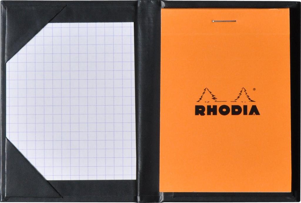 Rhodia Hardcover Notepad No. 16 (A5), Black (Block Rhodia No. 16 with Orange, 80 Sheets, 5mm Grid) RHODIA cf-rdhc16bk