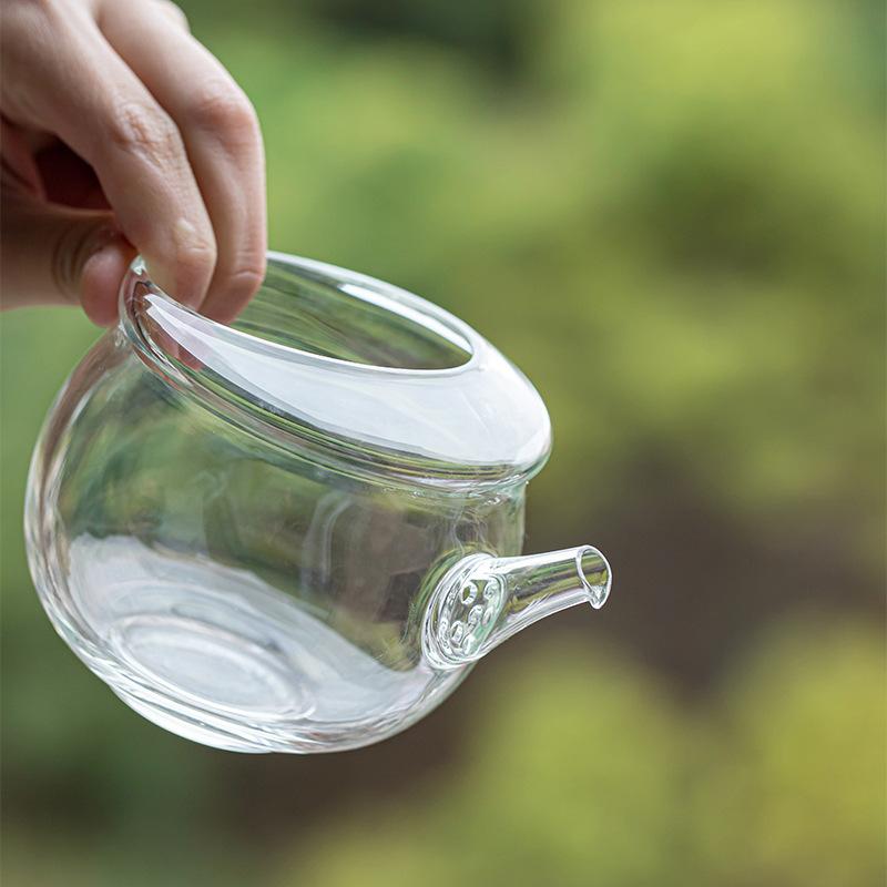 Heat-resistant borosilicate glass teapot white, simple brewing teapot, household green tea flower teapot, cold brewing pot