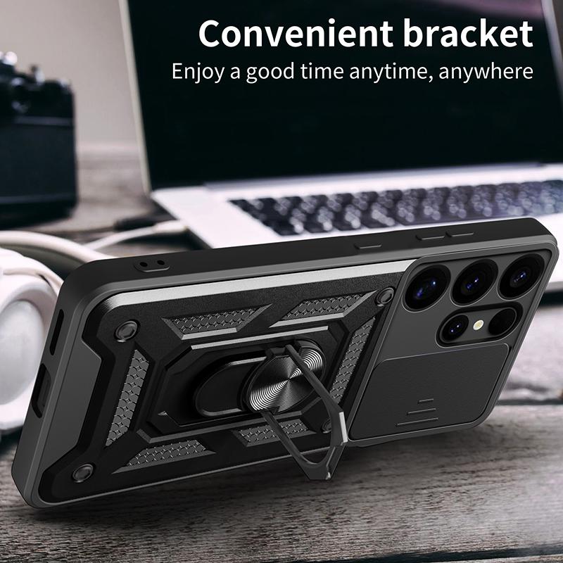 For Samsung Galaxy S25 Ultra Case Galaxy S25 Plus s25 s25+ Magnetic Ring Holder Armor Phone Case Slide Camera Protect Back Cover