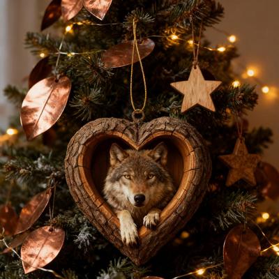 Classic Christmas Ornament Holiday Tree Decoration Heart-shaped Christmas Ornament 2d Acrylic Woodland Creature Pendant for Xmas