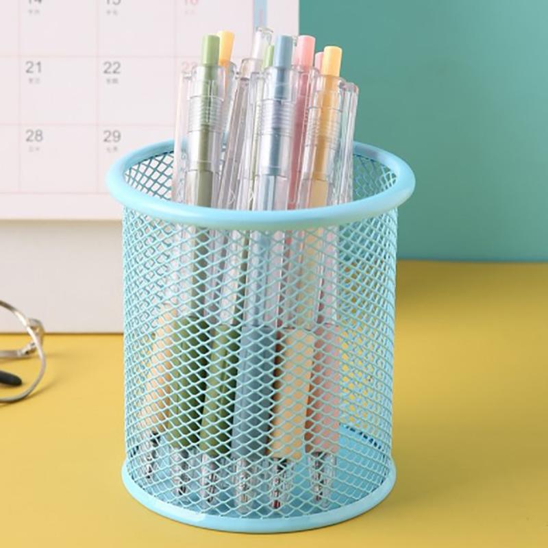 Multifunction Round/Square Mesh Pen Pot Multicolor Pen Holder Desk Tidy Stationery Organiser Pencil Storage Stationery Organiser