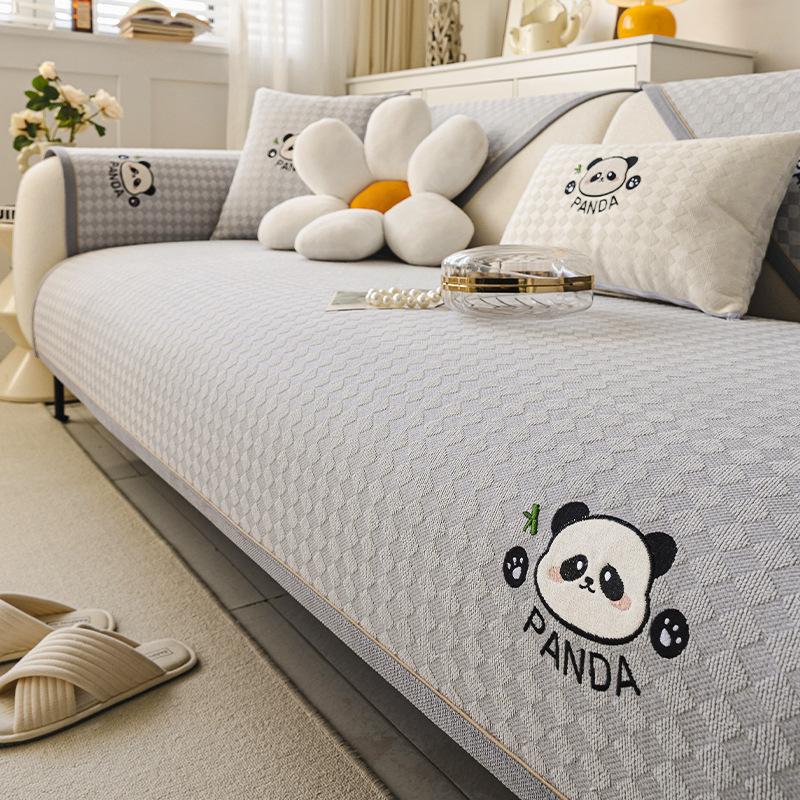 New Chenille Sofa Cushion Four Seasons Universal Cartoon Seat Cushion Fixed Non-Slip Straight Row Sofa Cover Cover Cloth