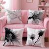 Black White Flower Cushion Cover Soft Plush Throw Pillow Cushion CoverDoubleSided Printed Pillow Case for Sofa Home Decor