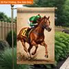 2D Flat - 2D Flat Printing Garden Flag 1pc, Equestrian Racing Art Durable Single-Sided Print Yard Flag, Garden & Home Holiday Decoration, 29.97X44.96