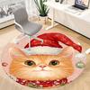 1PC Christmas Cat Office Round Area Rug, Indoor Mat Suitable ForOffice, Under Office Chairs Bedroom Living Room Home Decor, Room Deco f015