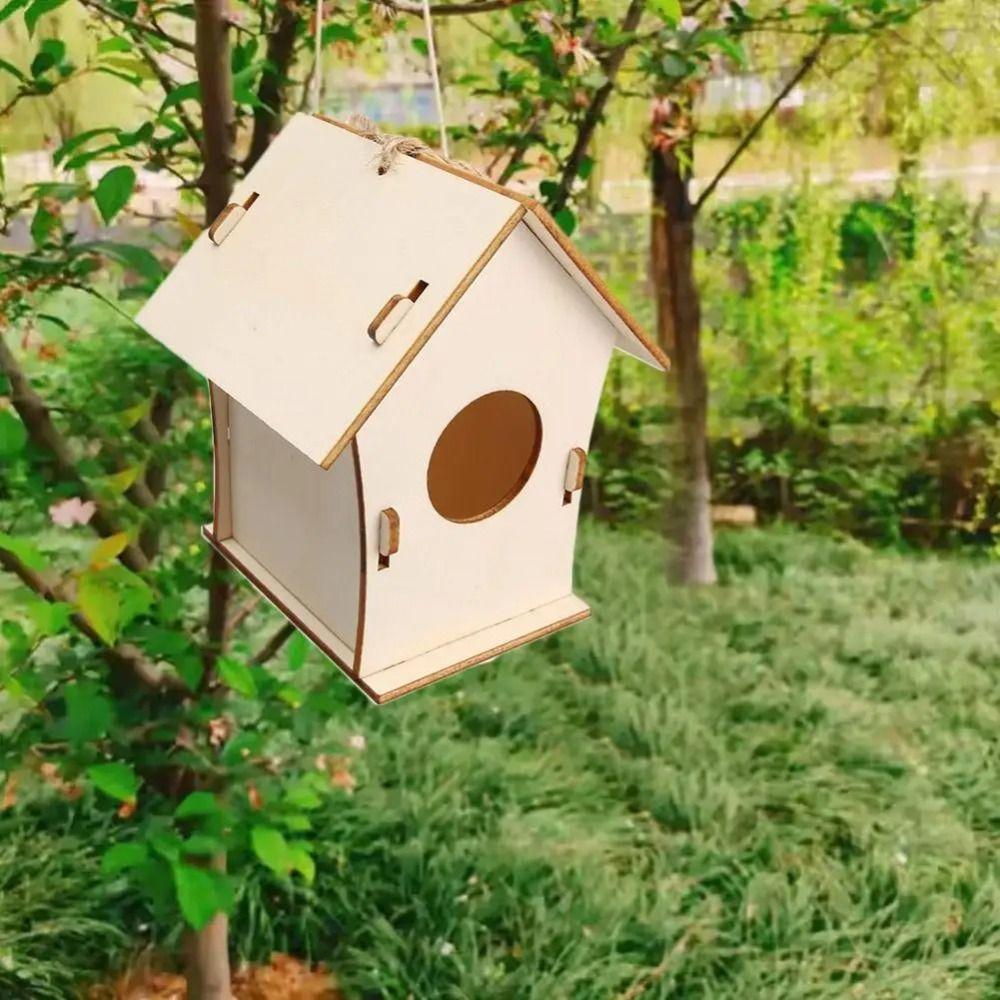 Decoration Bird Nest Hous Wooden Hummingbird Cages Easy To Assemble Hanging Birdhouse Garden