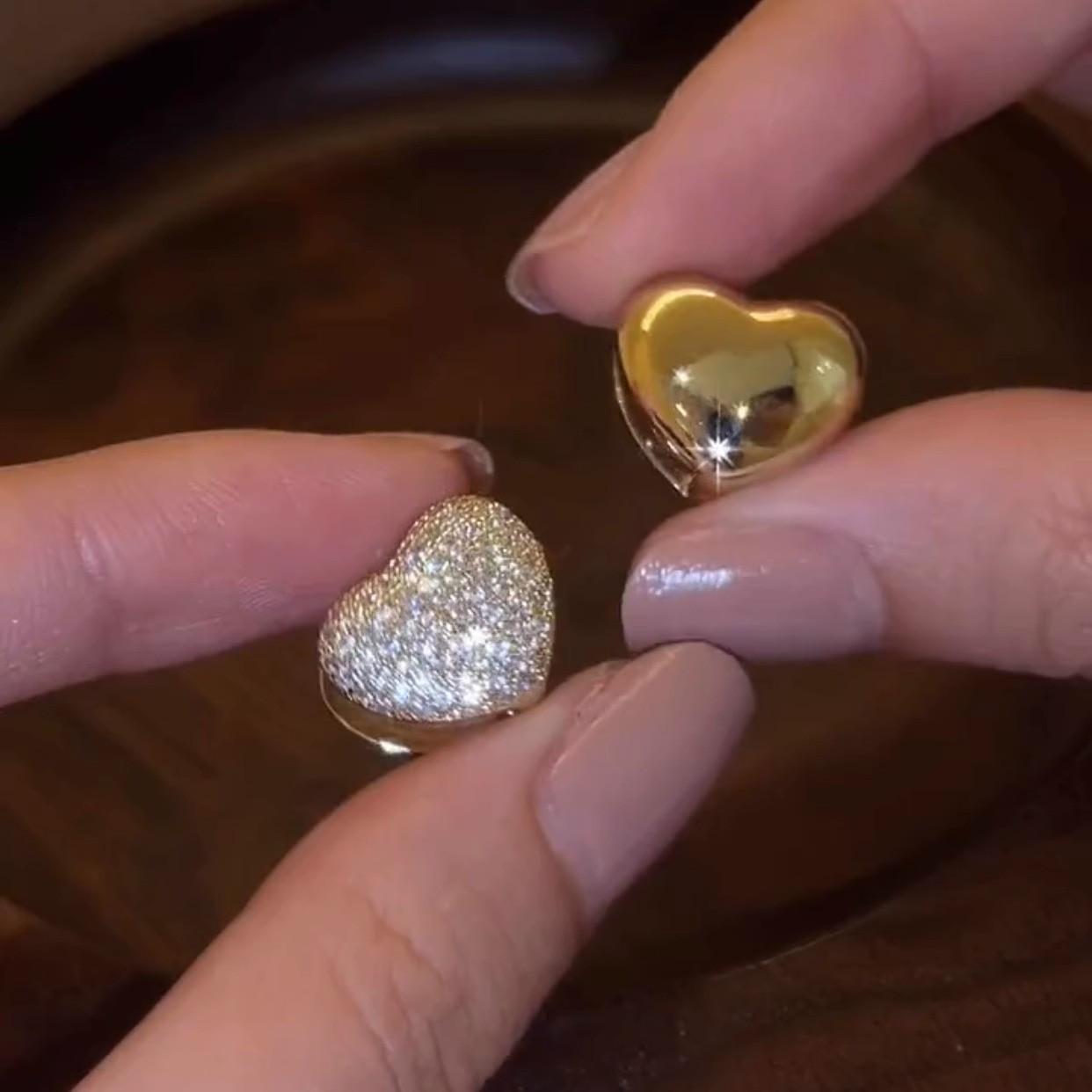 Elegant Double-Sided Heart Diamond Ear Cuff: High-End, Versatile Earrings for Women