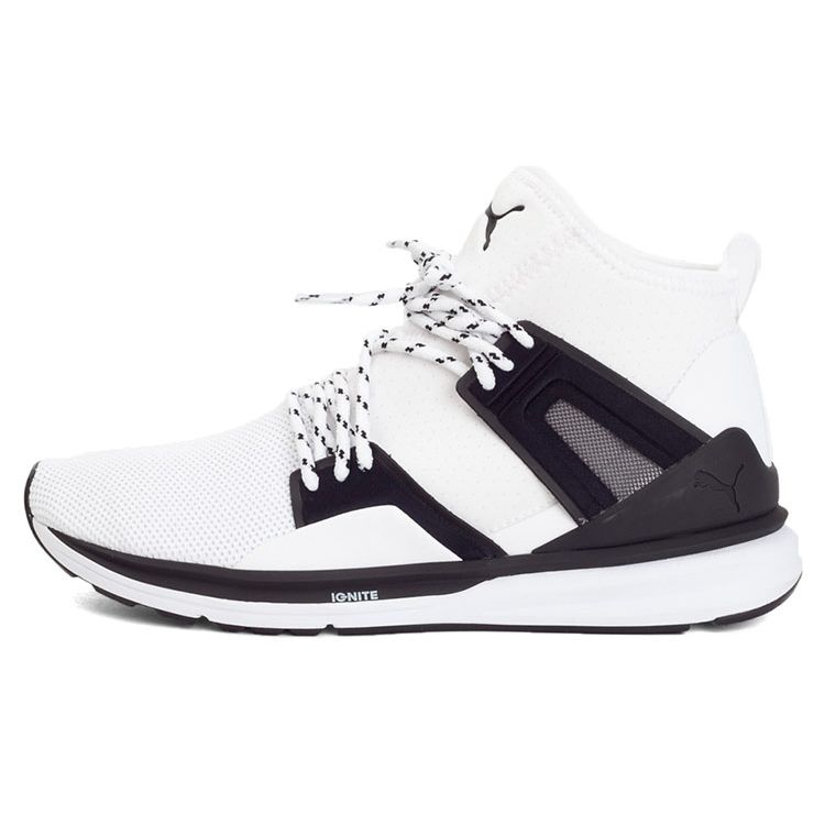 Puma B.O.G Limitless Hi Round Toe Lace-Up Synthetic Leather Cushioning Wear-Resistant Mid-Top Running Shoes Unisex Sneakers White Black 363126-02