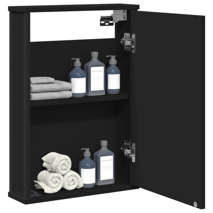 VidaXL Bathroom Mirror Cabinet, Wall-Mounted Toilet Cupboard with Mirror, Storage Furniture, Modern, Black Wood 842431