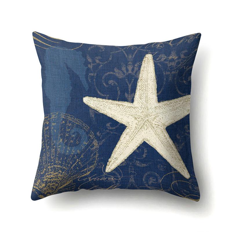 Blue Ocean Seaweed Polyester Pillow Case Car Decoration Home Print Pillow Bedside Sofa Waist Cushion Cover