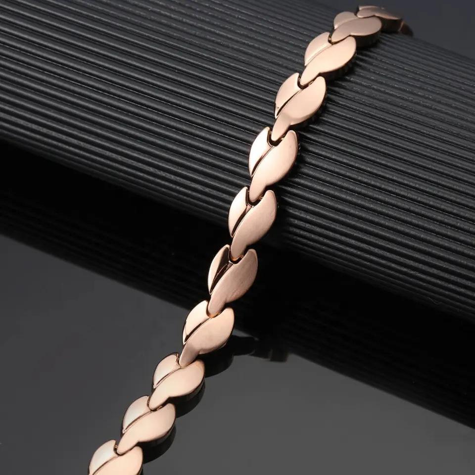 Gold Plated Stainless Steel Energy Magnet Bracelet, Detachable Radiation Resistant Four In One Couple Magnetic Therapy Bracelet