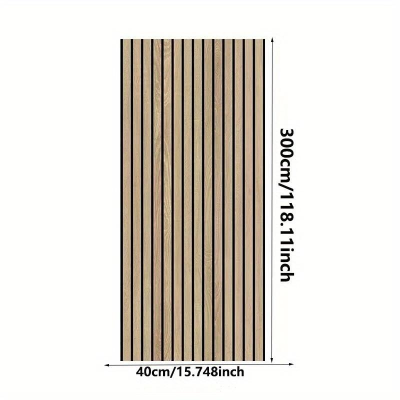 Self-Adhesive Wallpaper Slotted Vertical Wood Grain Wall Panels Bedroom Office Living Room Wall And Ceiling Decor Wall Stickers