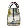 1pc Parisian Café with Eiffel Tower View Printed Thermal Insulated Bag – Reusable, Portable & Refrigerated for Home, Restaurant,