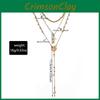 Alloy Cross Pendant Necklace For Women With Multilayer Design And Trendy Style