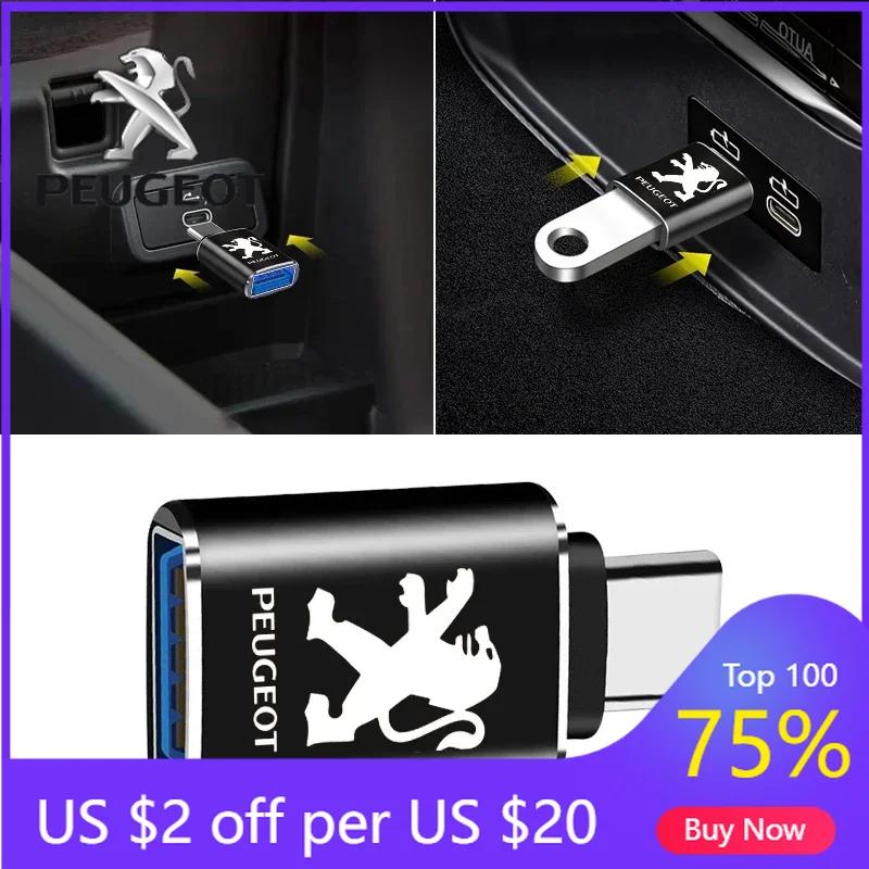 2026 Hot Car Sticker For Peugeot Car Usb Type C Cable Converter Charging Adapter Car Accessories For Peugeot 308 307 206 208 207