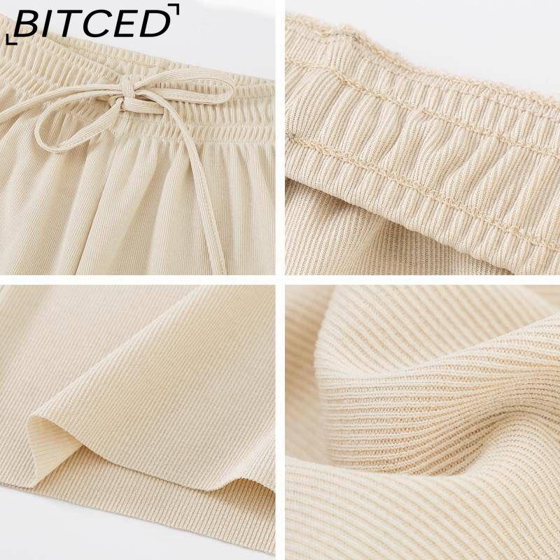 BITCED Ice Silk Cropped Trousers for Women Summer Lightweight High-Waisted Drapey Relaxed Fit Sun Protection Straight-Leg Wide-Leg Trousers