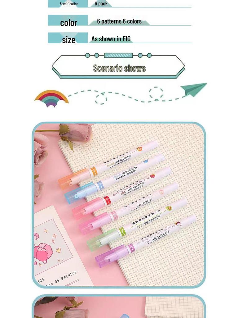 Kreativer blütenförmiger Kurvenmarker - Schnelltrocknender Textmarker für Studenten