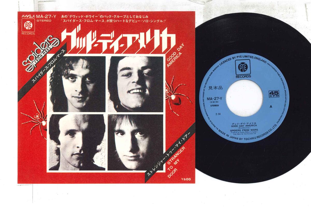 

7-дюймовая пластинка SPIDERS FROM MARS - Good Day America / Stranger To My D MA27YPROMO PYE 1976 Япония Рок Б/у