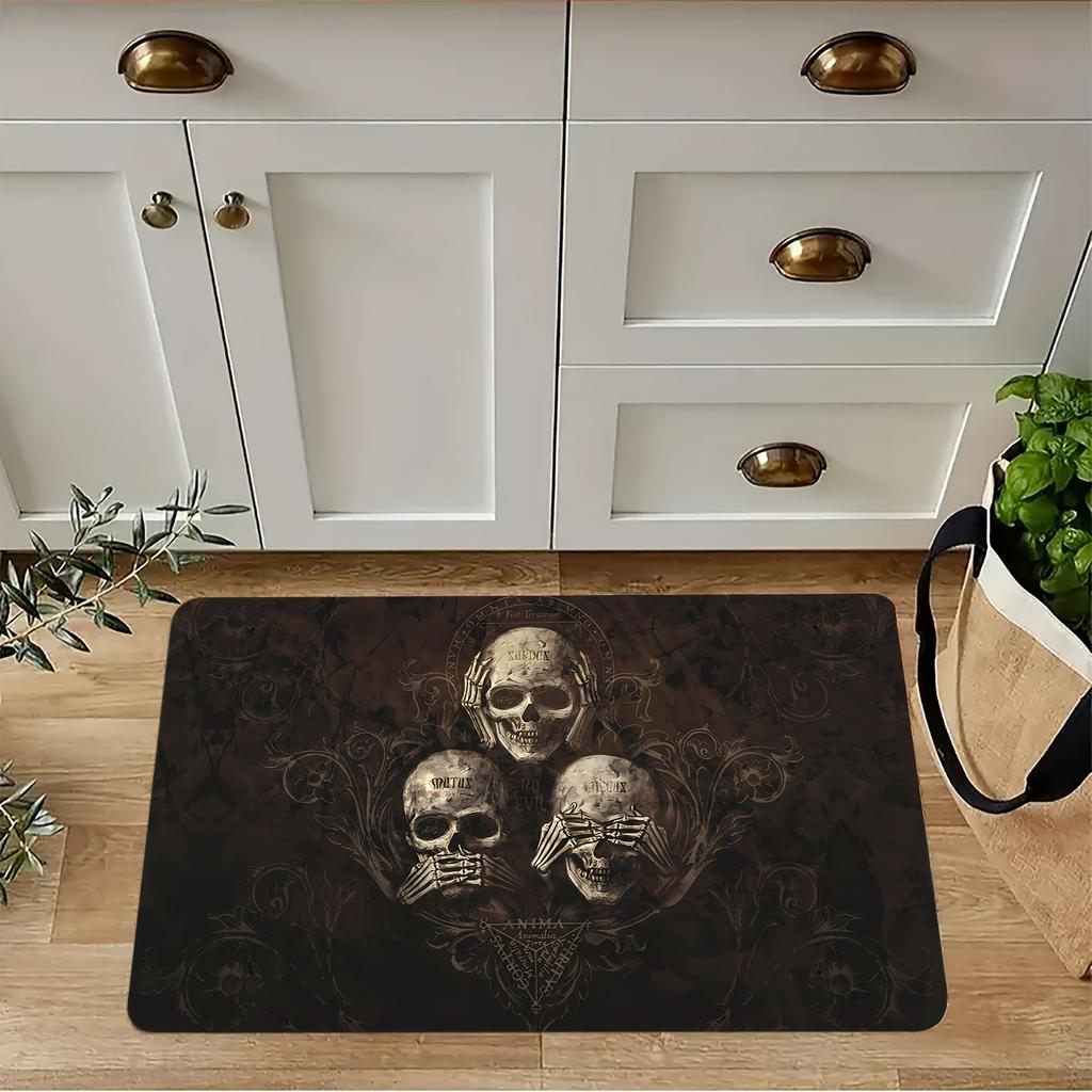VIKAMA Halloween Carpet Skulls Horror Doormat Rug For Bedroom Large Area Rugs Living Room Black Carpet Welcome Mat Home Decora