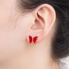 Nidin New Fashion 8 Colors Exquisite Lovely Butterfly Transparent Crystal Zirconia Stud Earrings Feminity Elegant Jewelry Gift