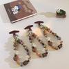Winter Brown Maillard Color Leopard Print Beaded Mobile Phone Chain Rice Bead Sea Star Pendant Bag Pendant