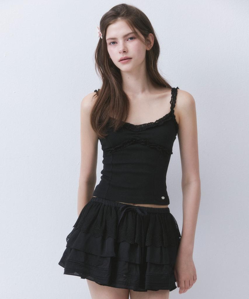 Deotiseu Petunia Lace Sheer Banding Skirt_Tt5S506Bk