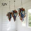 Fade Resistant Decor Patriotic Hanging Basket, Red White Blue Artificial Flowers for America's Flower Basket 250th Anniversary, UV Outdoor Indoor